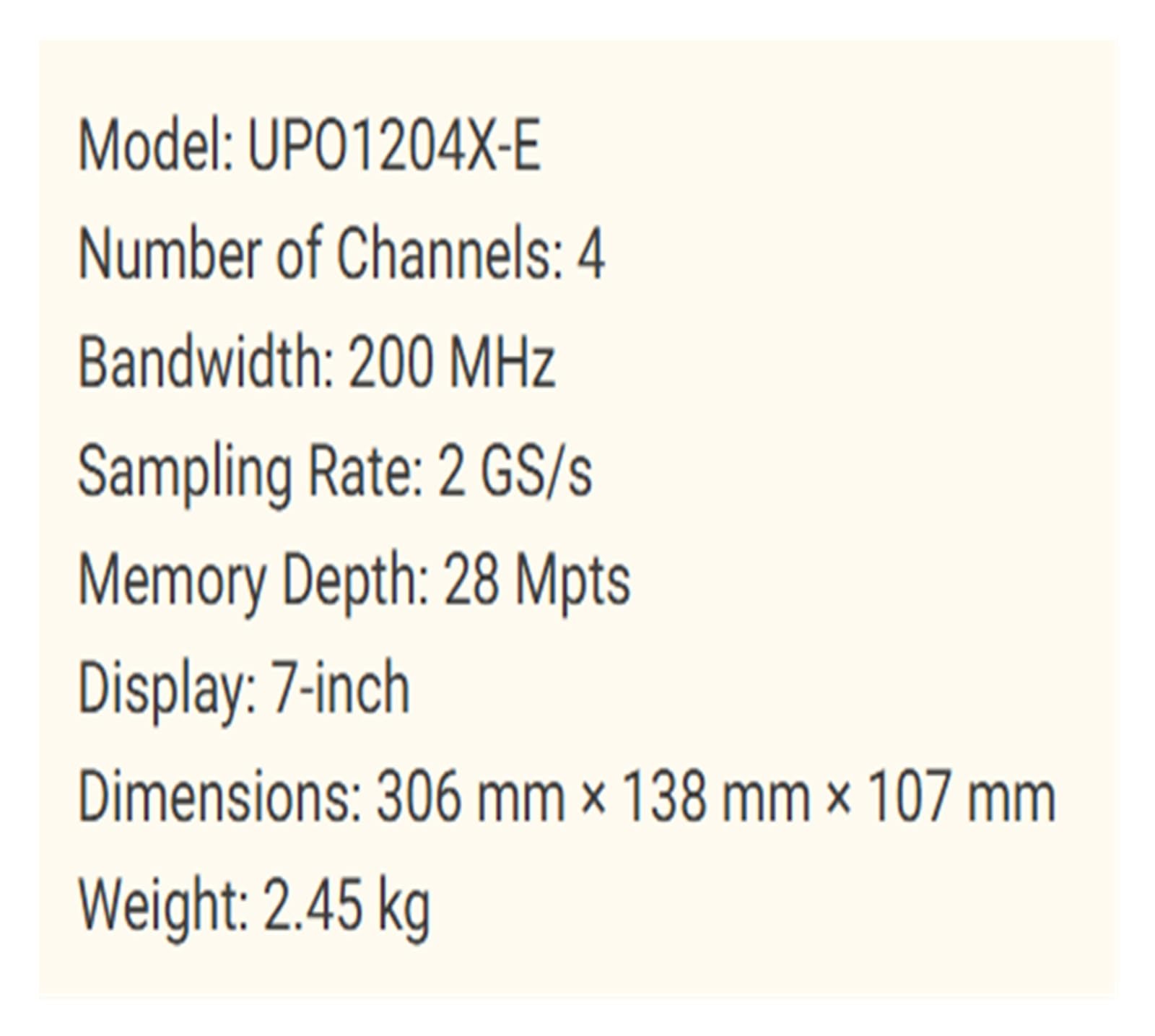 Osciloscopio digital UPO1204X-E Cuatro canales 200MHz Ancho de banda 2GS/s