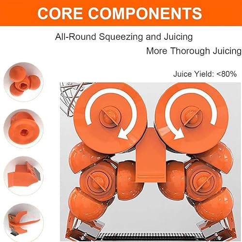 Miniatura 5 de Máquina exprimidora comercial, exprimidor automático de jugo, exprimidor de naranja de 120 W para 22-30 por minuto, máquina eléctrica de jugo de