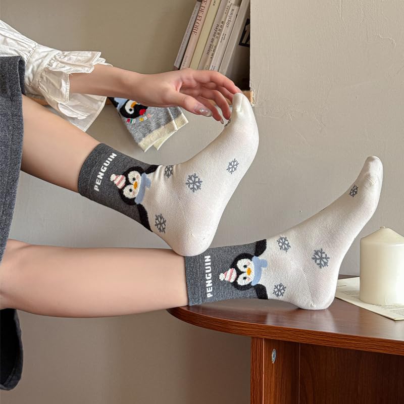 Image of Women's Crew Socks Cute Bear Cat Floral Soft Fancy Socks Gifts for Women
