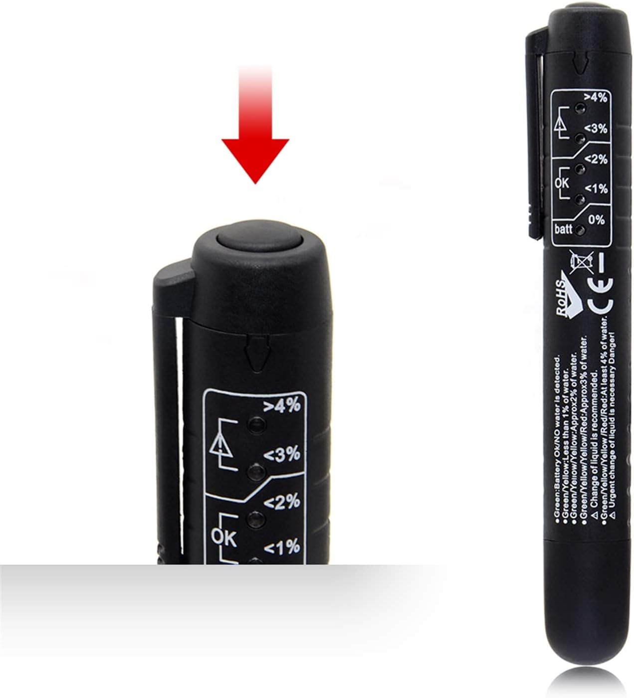 Battery Tester Car Brake Fluid Tester for Dot3/DOT4 Battery Liquid Digital Testing 5LED Indicator Moisture Water Compact