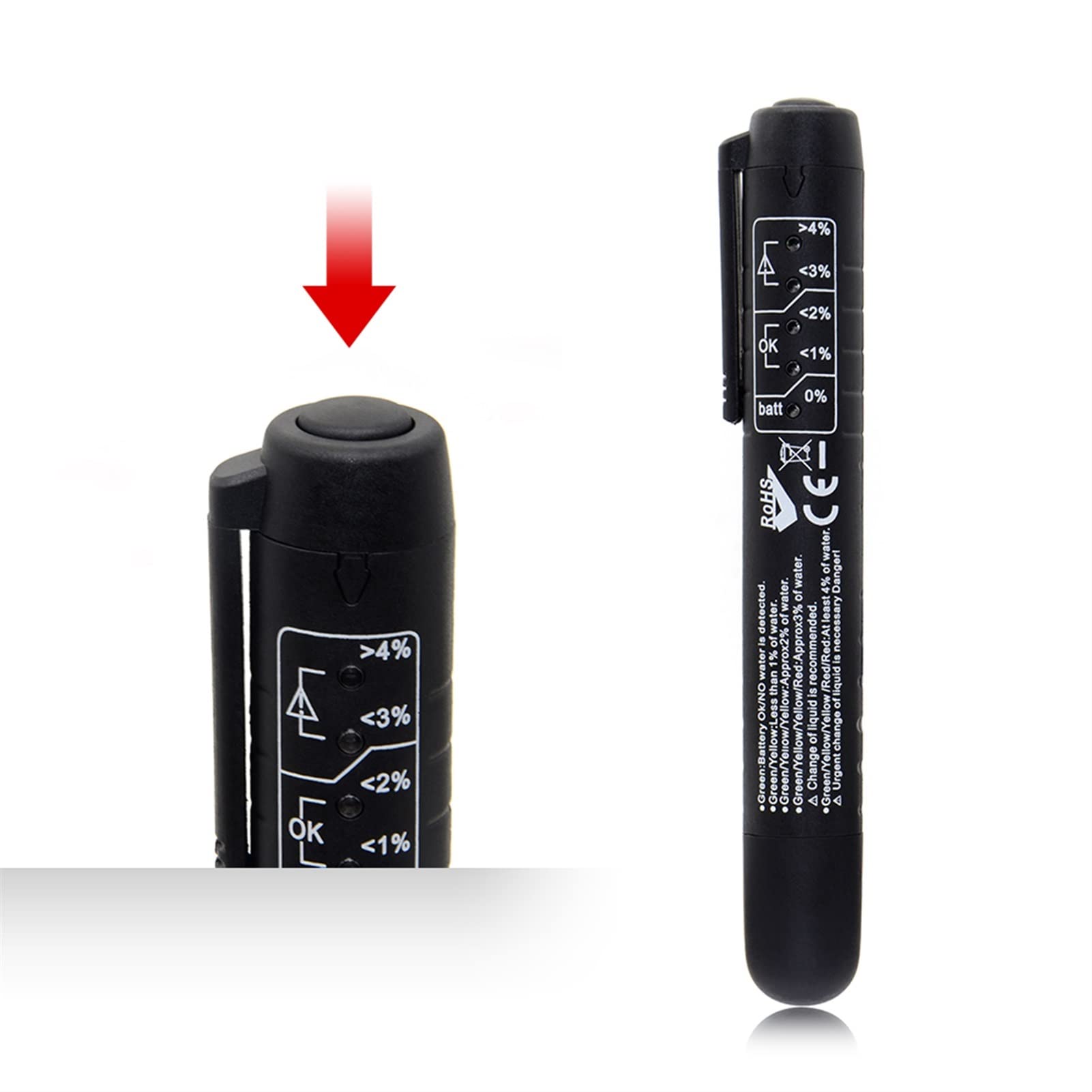 Tester baterii, Tester płynu hamulcowego samochodu dla dot3 / Dot4. Bateria ciekła cyfrowa testowanie 5led. Wskaźnik Wilgotność Woda