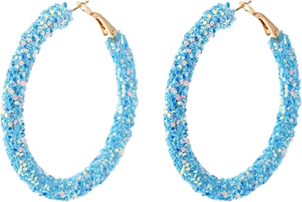Colorful Bohemian Shiny Glitter Sequins Round Earrings Circle Earrings Boho Jewely crystal embellishments for womens geometric earrings