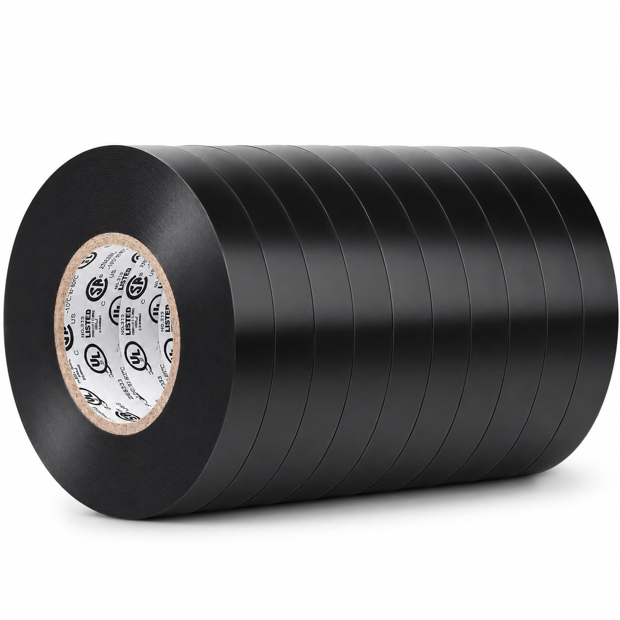 GGR Supplies EL-766AW Black General Purpose Electrical Tape, 3/8 Inch x 66 Feet, 7 Mil PVC, UL/CSA Listed Core, 600V Flame-Retardant Insulation for Wire Splicing, Bundling &amp; Color Coding, Pack of 10