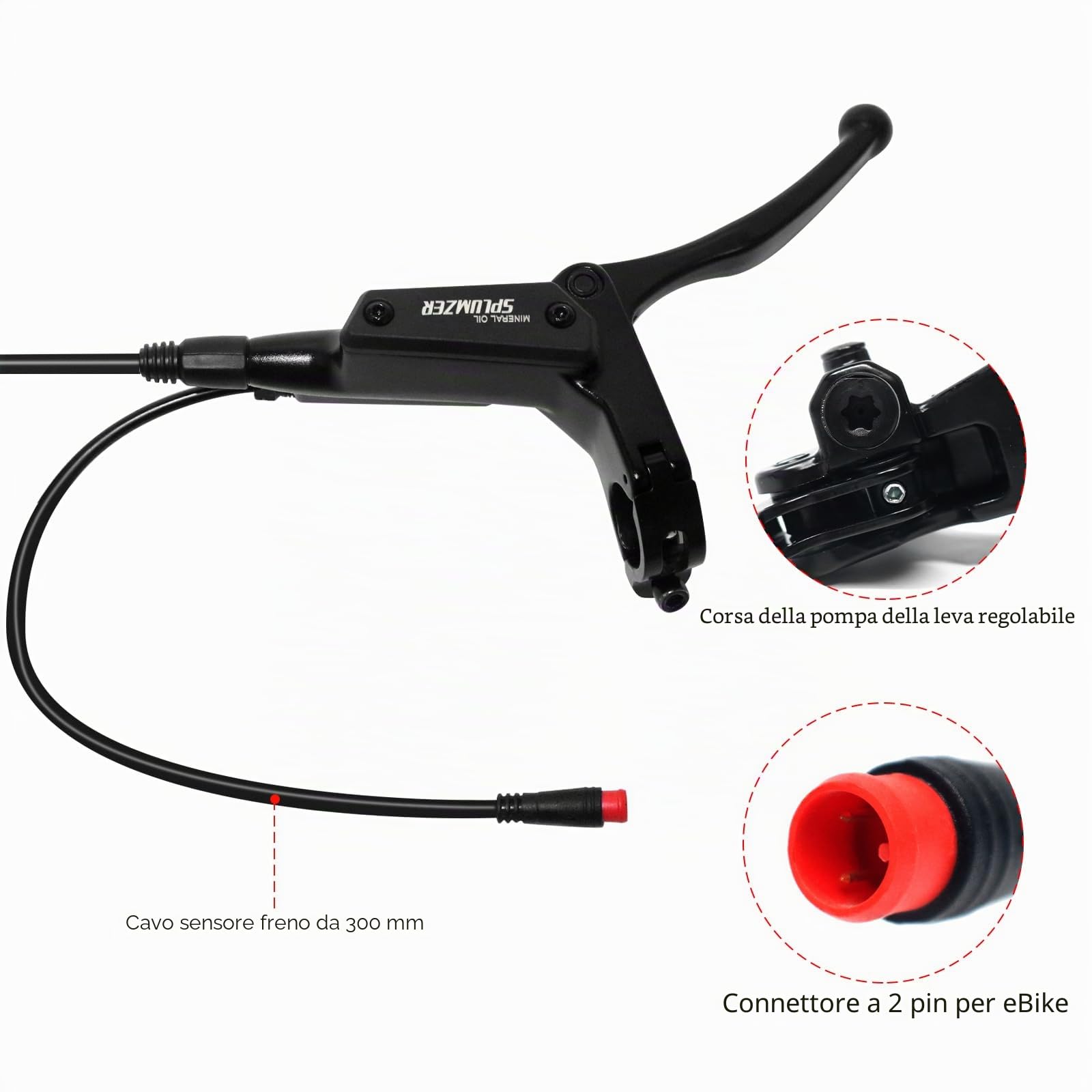 ZTZ Set di Freni Idraulici per eBike a 4 Pistoni, Freni a Disco Idraulici a 2 Pin per E-Bike, Kit di Freni Idraulici Pre-bilanciati con Adattatore di Montaggio, Ideale per eBike e Scooter Elettrici