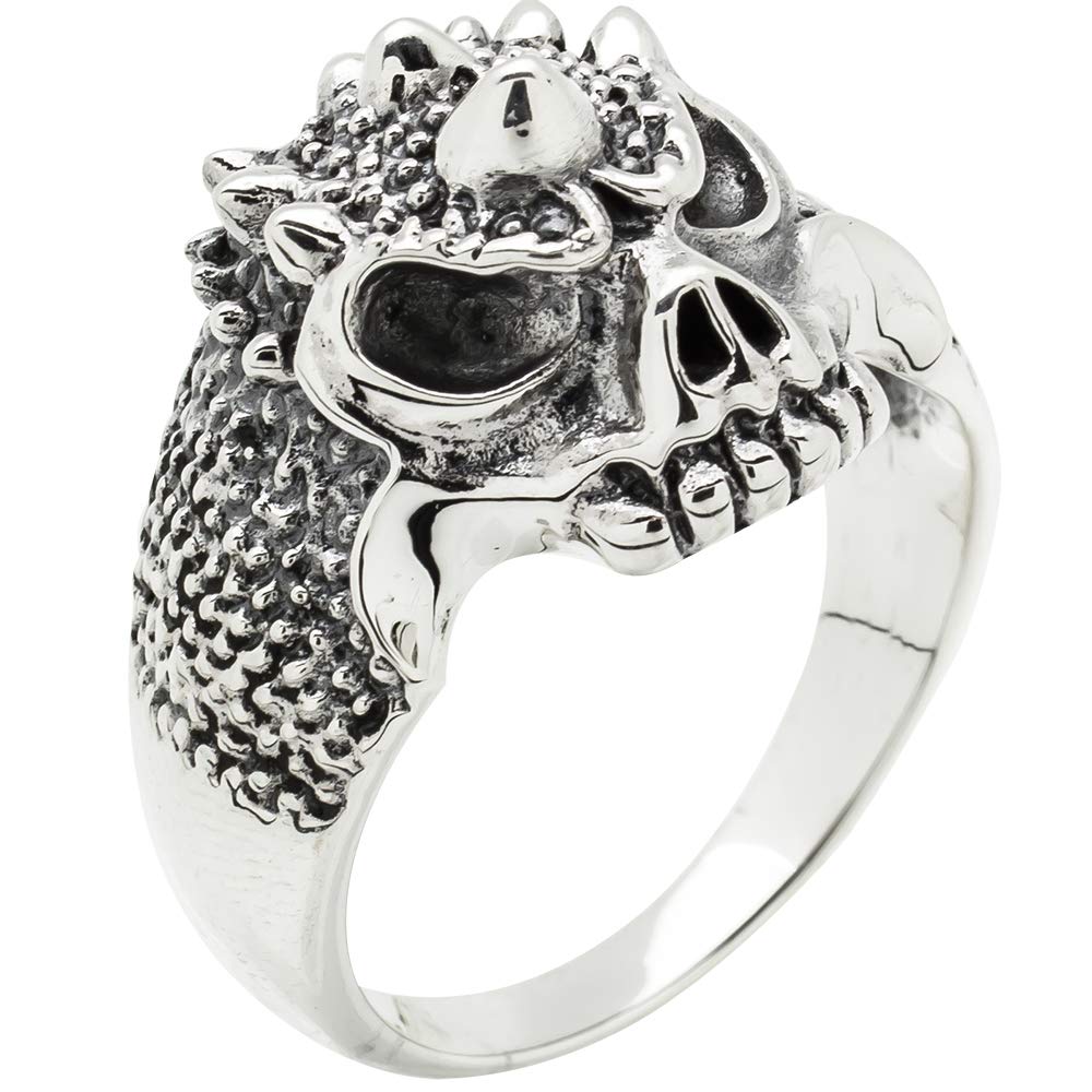 Anello Teschio In Argento, Anello Teschio In Argento Sterling, Anello Teschio Mezza Mascella, Anello Statement Stile Rock Biker Regalo Uomo Donna - Italia - Foto 5