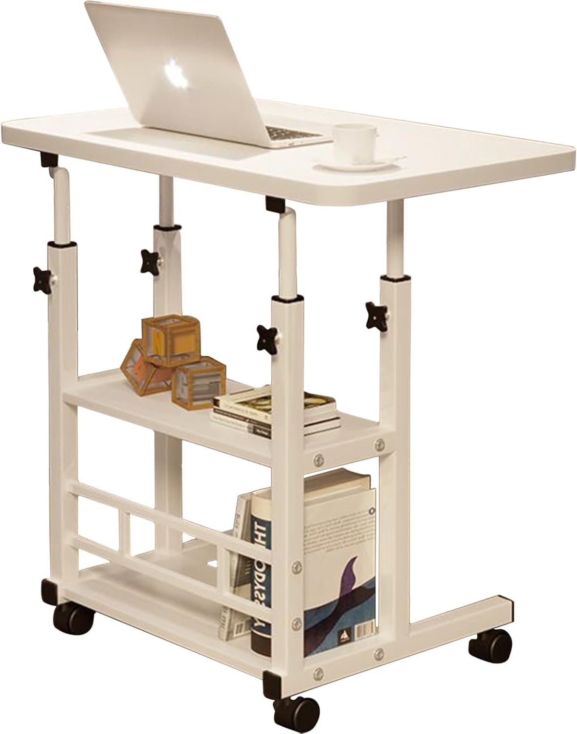 Baytbox Laptop Table, Height Adjustable Computer Table up to 90CM with Tiltable Surface – Portable Home Office Desk & Study Table for Bedroom & Living Room (White HT)