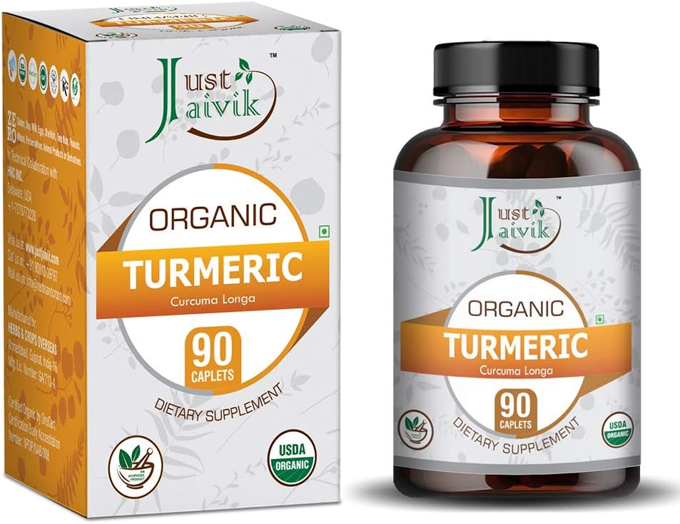 Just Jaivik Organic Turmeric (Haldi | Curcuma Longa) Tablets - A Dietary Supplements - 750 mg (Pack 90 Organic Tablets) | Supports Digestion and Overall Health and Well-Being