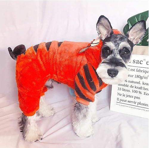 Miniatura 5 de AIHANCH Disfraz de tigre para perro, ropa de terciopelo suave para perro, sudadera con capucha para perro, divertido disfraz de Halloween para