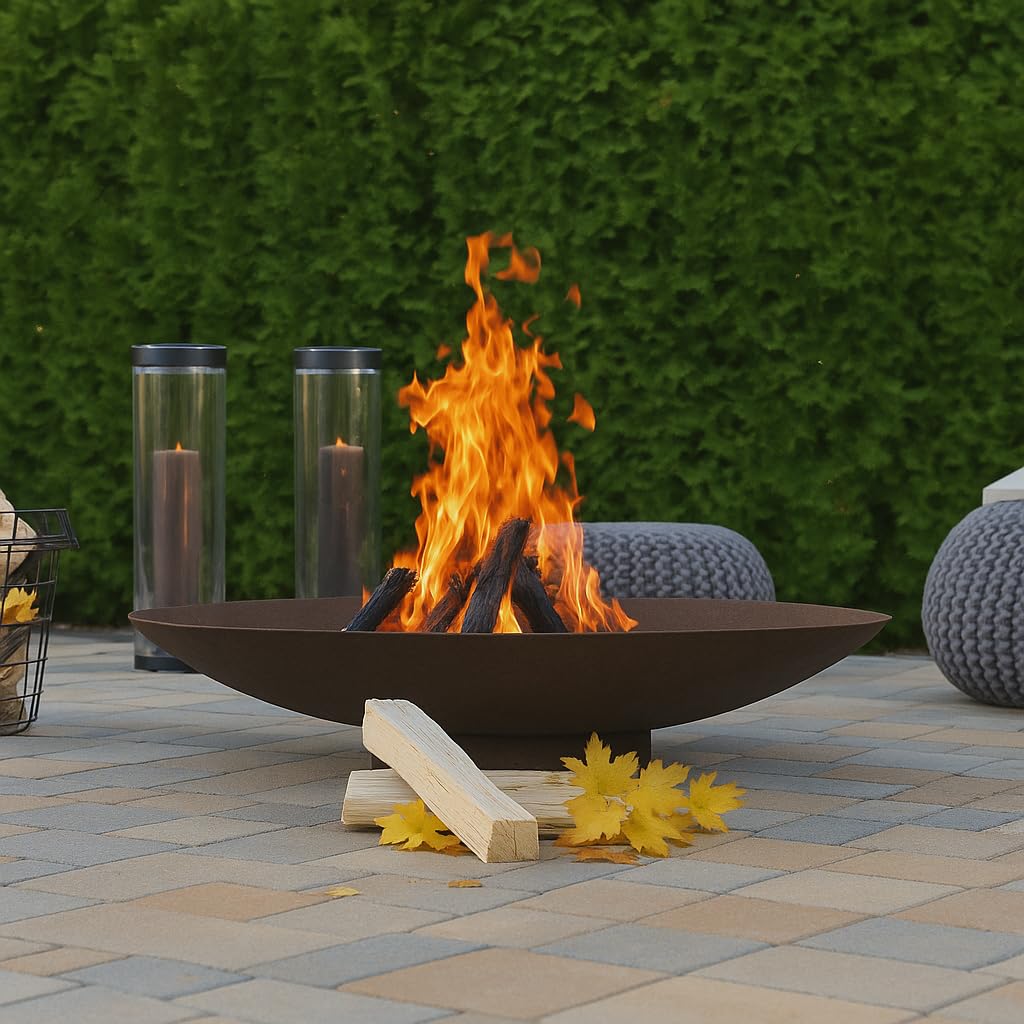 CLGarden Feuerschale 100 cm groß aus Cortenstahl 2,5 mm Feuerstelle rund Metall Feuer Schale für den Garten