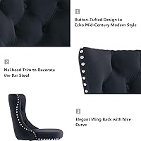 Vista 123 de Aoowow Juego de 2 taburetes de bar giratorios, taburetes de bar ajustables con respaldo de terciopelo copetudo, sillas de bar modernas tapizadas