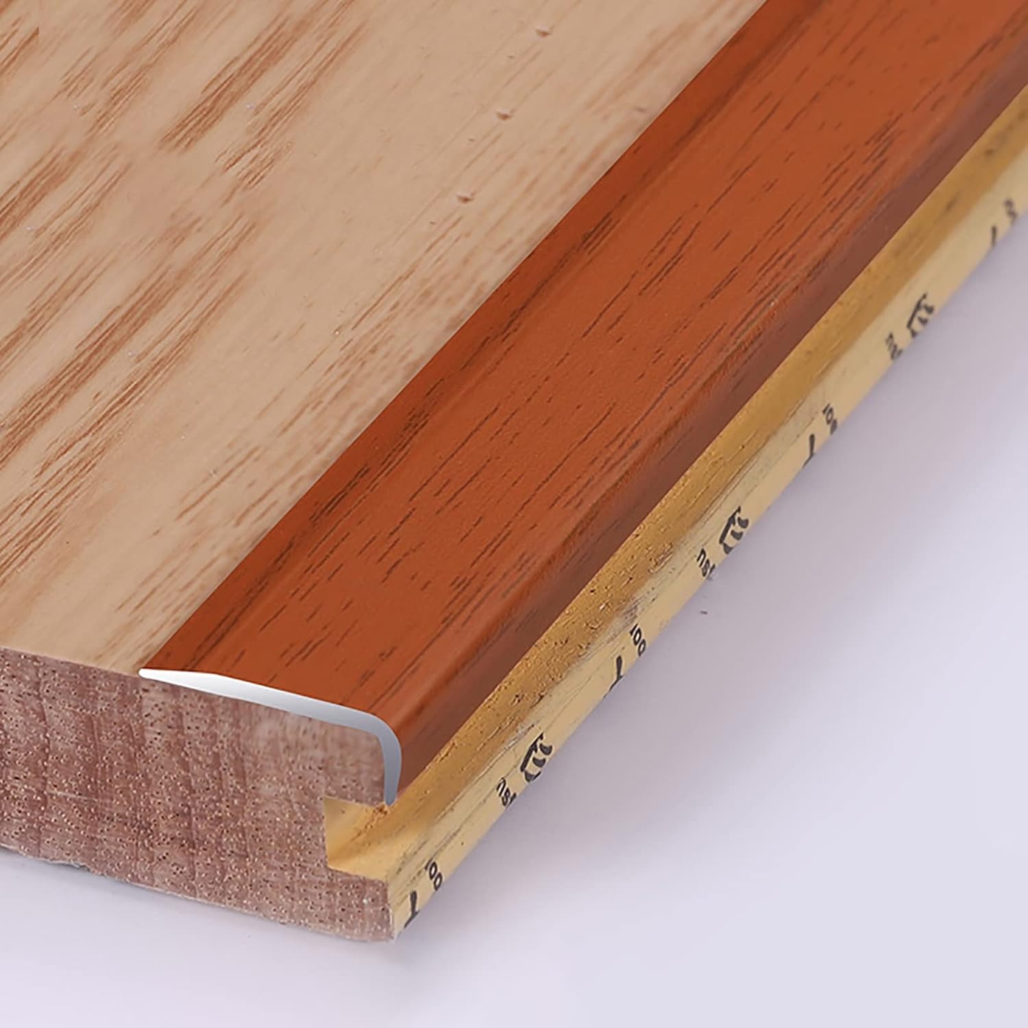 Floor Stair Nosing Transition Strip - L-Shaped Edge Protector for Laminate to Tile Flooring - Corner Guard Staircase Threshold Strip, Durable Grain Finish