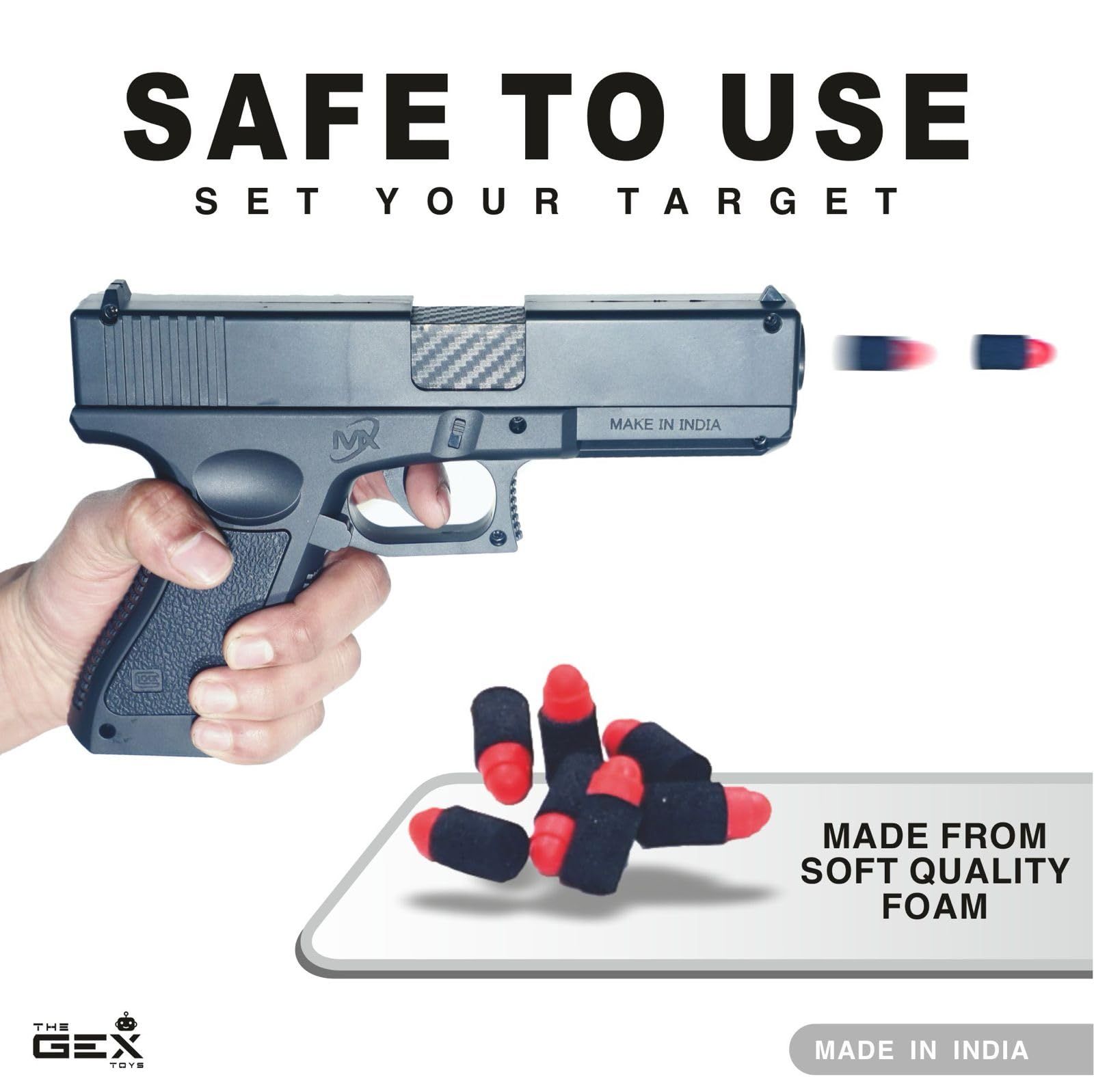 Gex Shooting Game Toy Guns for Kids & Adults Soft Bullets Blaster Gun Pistol with Foam Darts Jump Ejecting Mag Indoor Outdoor Play Toys (Minimum Age 10 Years) - Image 7 thumbnail