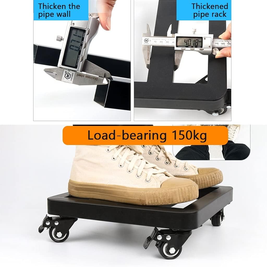 Metal Planter Flower Pot Caddy with Wheels Dolly Holder Indoor Outdoor Planter Trolley Movable Plant Trays, Pot Holder Potted Plant Trolley/Black/50 * 60Cm Green-25 * 30C