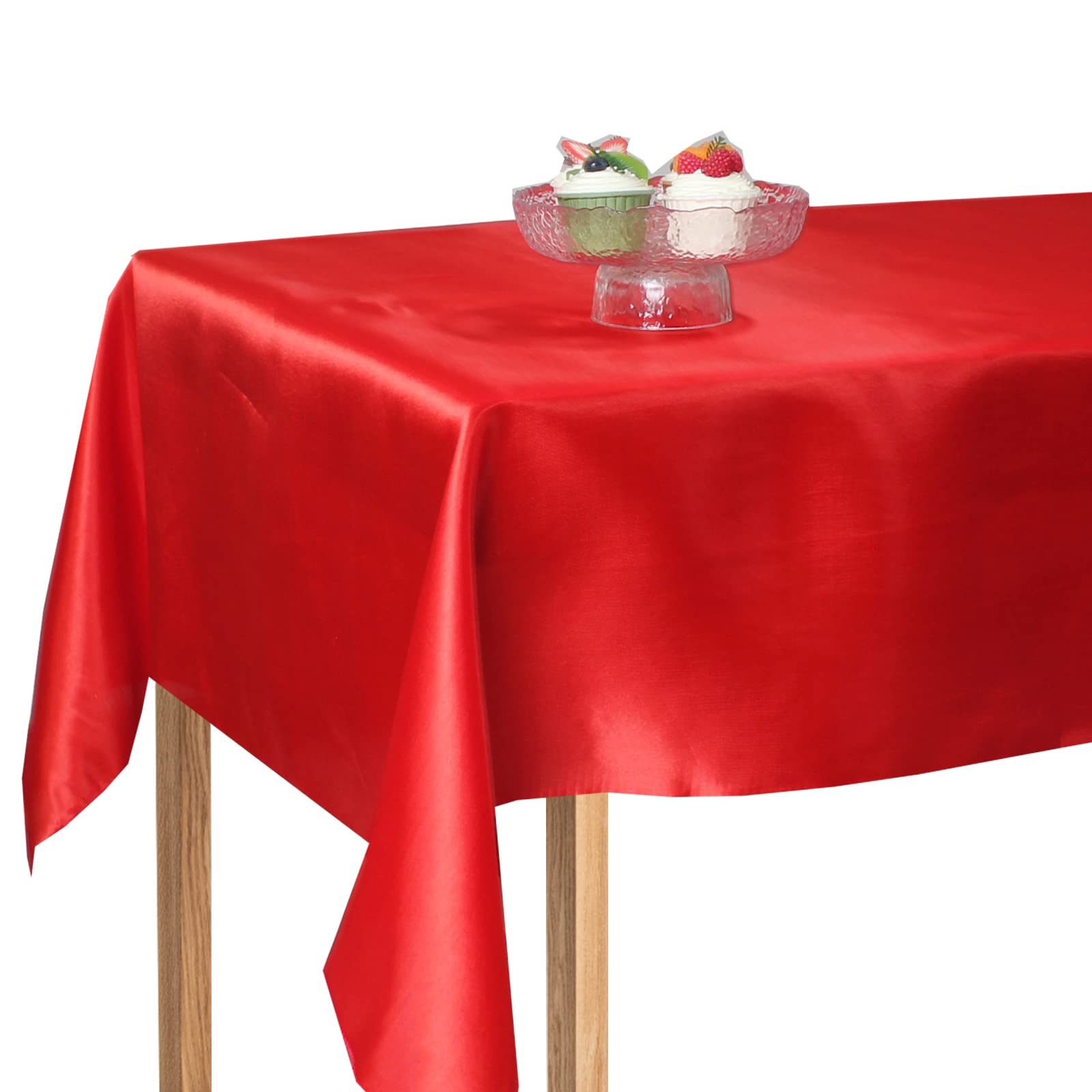 Tovaglia Rossa Rettangolare In Poliestere 145x255 Cm: Copertura Per Tavolo 6-10 Posti, Antimacchia, Per Feste E Matrimoni - 3