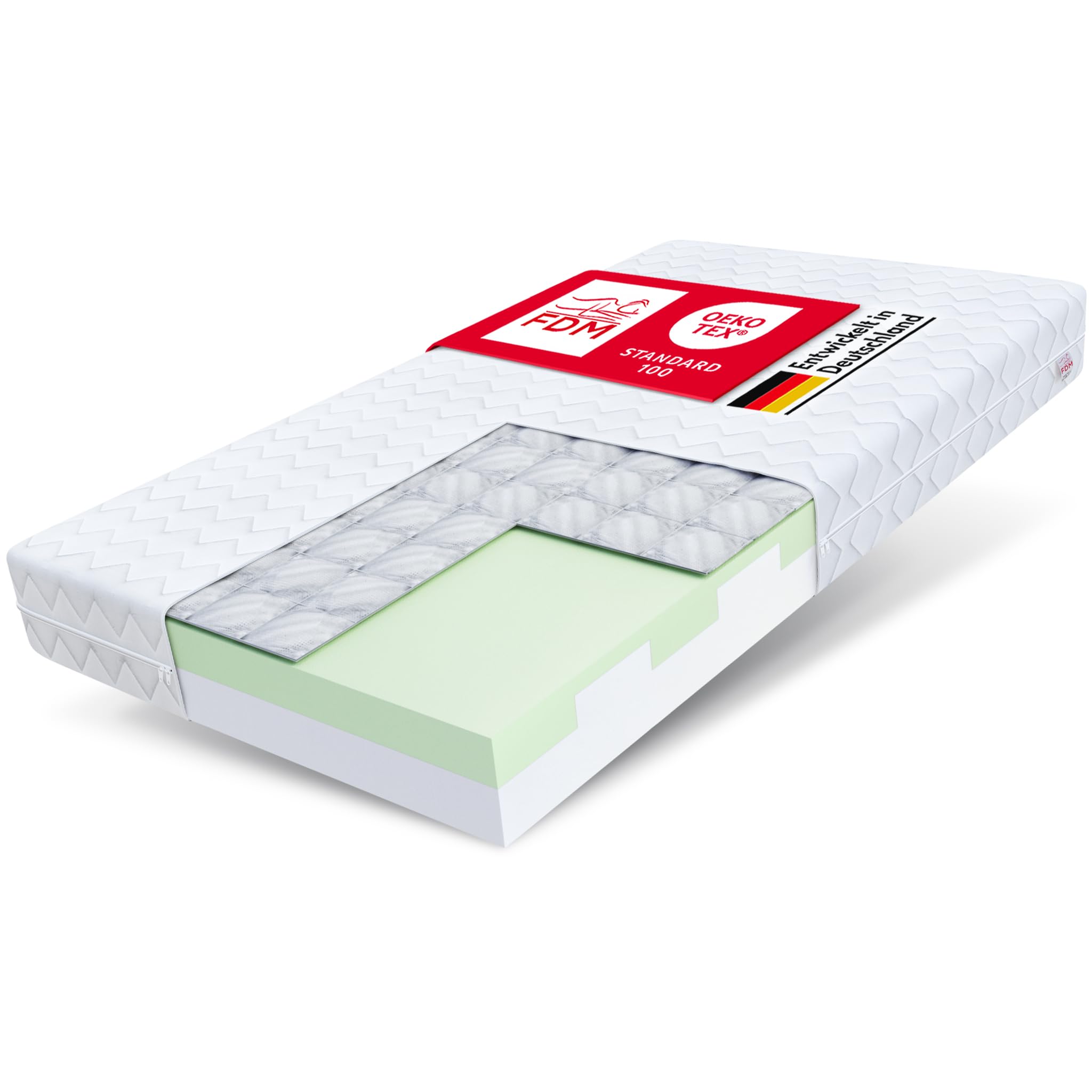 FDM Matratze 90x180 cm – Härtegrad H3, 16 cm Höhe, Kindermatratze mit Buchweizen-Einlage