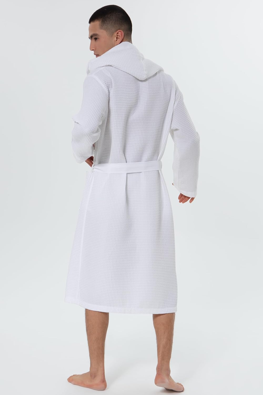 SEYANTE Organic GOTS Certified Turkish Cotton Waffle Robe – Relaxed Kimono or Hooded Spa Bathrobe with Same-Color Piping - Image 6