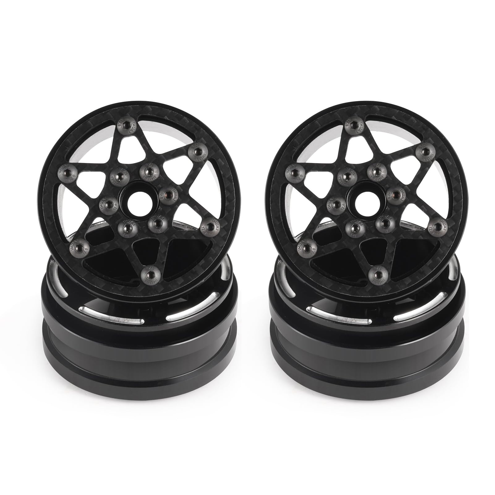 Beadlock Wheel Rims 4PCS 1.9" Upgraded Carbon Fiber Aluminum Wheel Hub Compatible with 1/10 RC Crawler Gen8 TRX-4 Axial VS4-10 Capra SCX10 RC Car