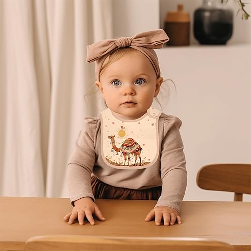 Miniatura 4 de Maiwa Paquete de 6 baberos de algodón impermeables con broches para bebés, niños y niñas, dentición babeo y alimentación