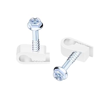 Cable Clips with Screws Fastener 1/4 Inch 6 mm - All Weather Wire Clips for Coaxial, Ethernet,Electrical Cables,Brick/Stucco Siding Clips, UV-Resistant for Outdoor Wall Mount,50 Pack,White