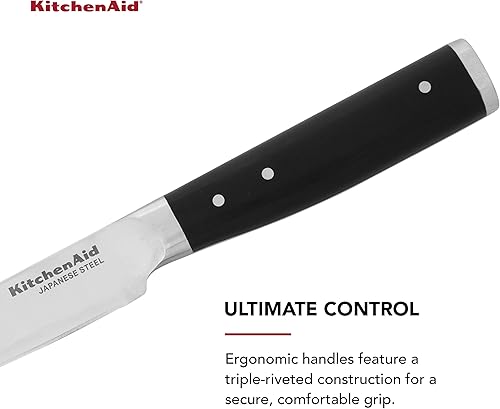 Miniatura 4 de KitchenAid Gourmet - Cuchillo utilitario forjado de triple remache de borde fino con cubierta de hoja de ajuste personalizado, 4.5 pulgadas,