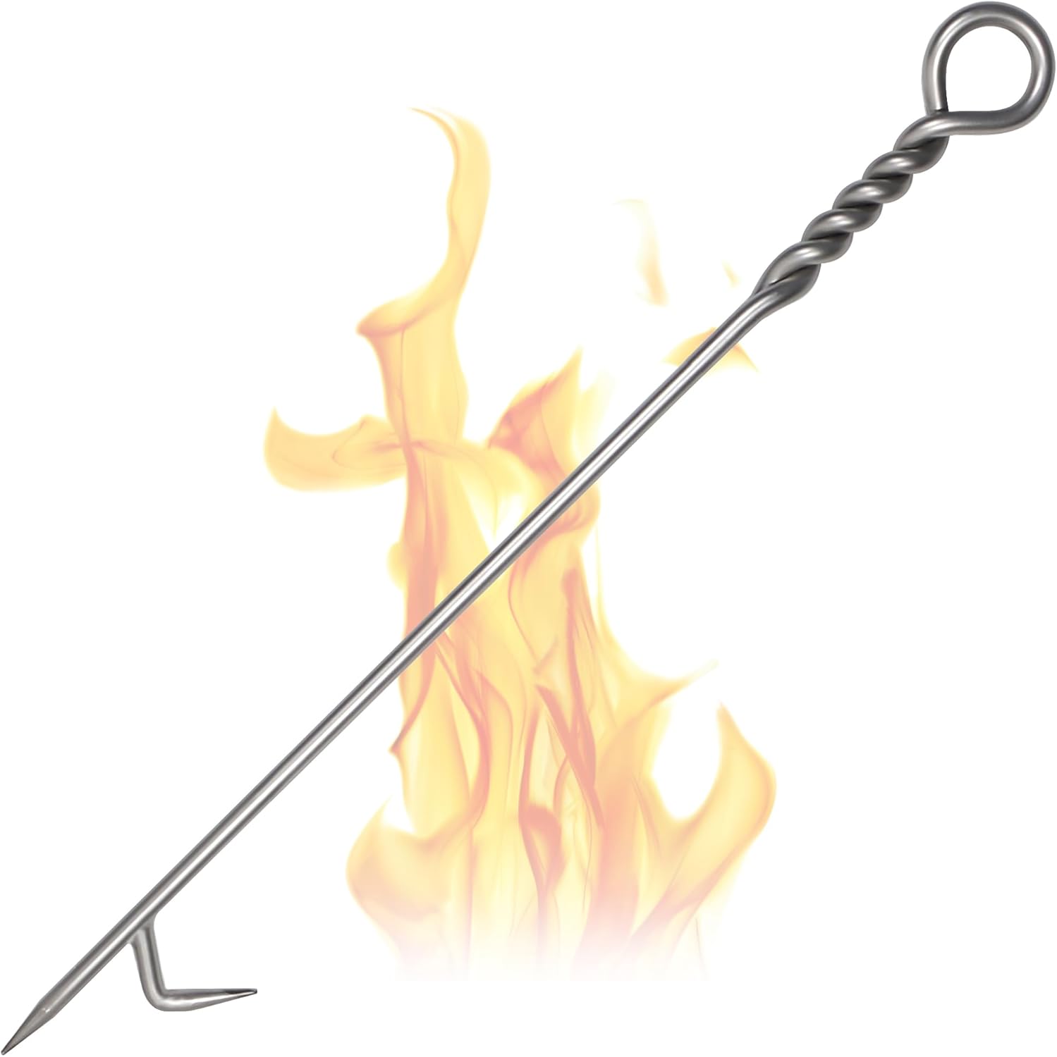 40'' Fire Poker for Fire Pit, 316 Stainless Steel Heavy Duty Fire Pit Poker, Twisted Rope Design Fireplace Poker, One-Piece Fire Pit Tools for Outdoor Bonfire and Indoor Wood Stove