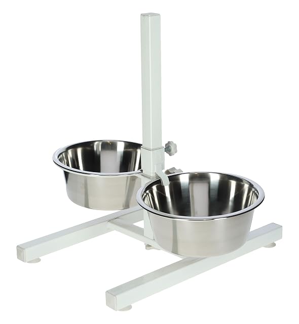 Foto 2 de 7 de Kerbl Pet Barra de alimentación, Soporte para Cuencos, Elevador de Cuencos, Blanco, 54x27x43cm