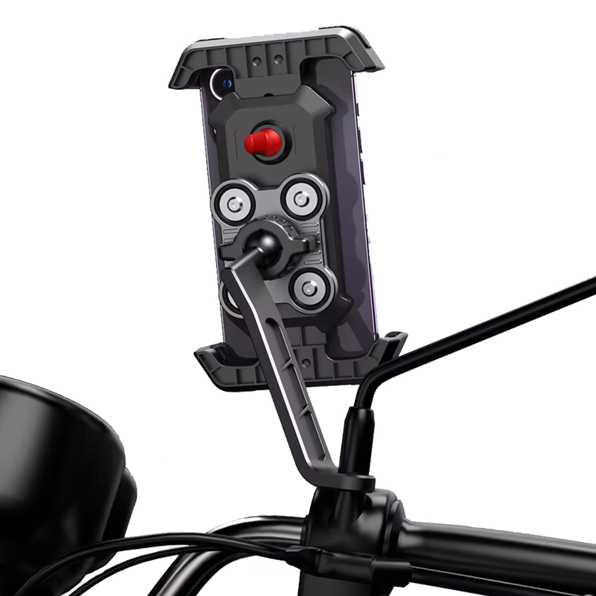 CASON Mobile Holder for Bikes,Phone Stand for Scooty with Rear Mirror Mount & Shock Absorbtion,Switch Lock Behind,Cushioning Pads,360° Rotation for Handlebar Compatible with All Phones-image-14
