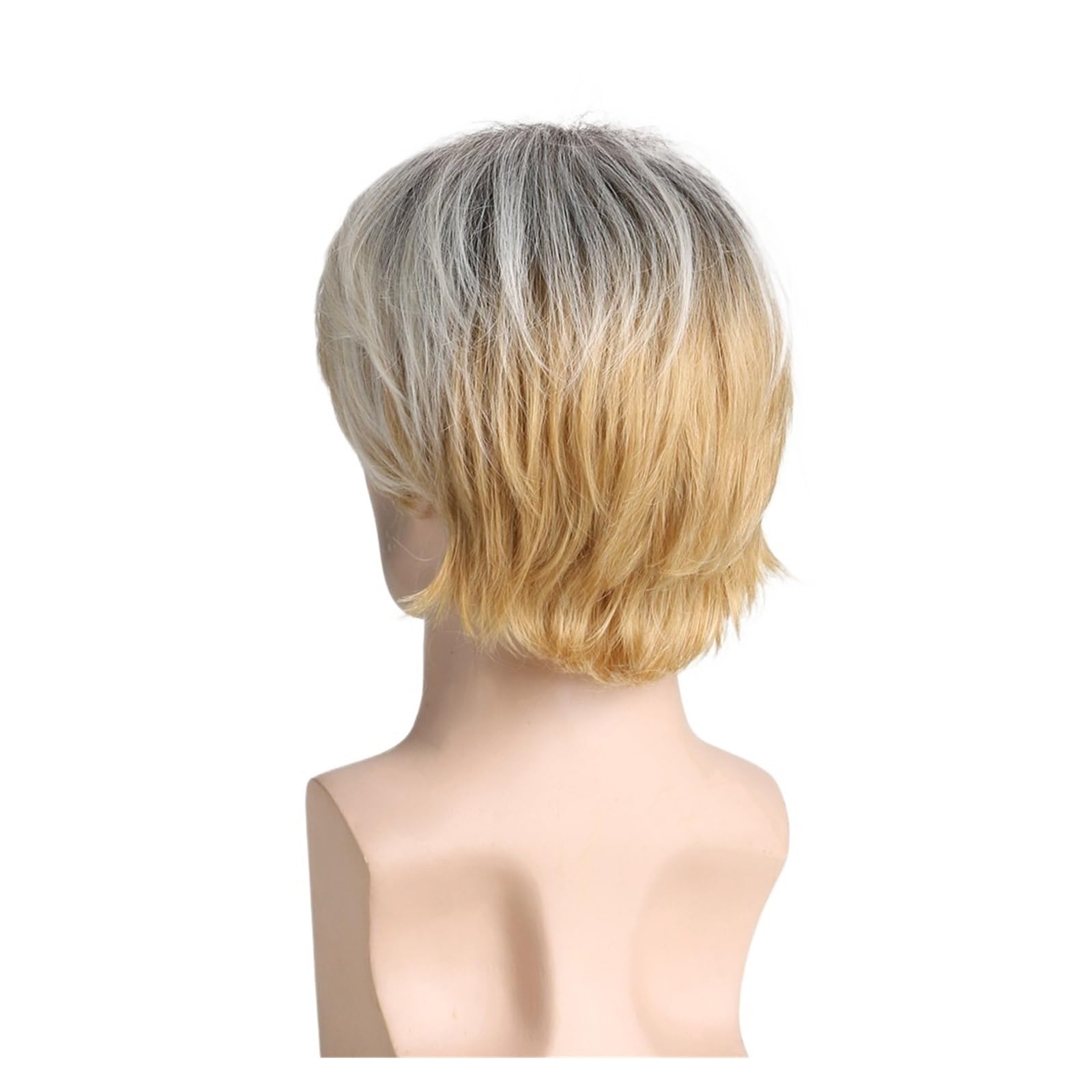 Parrucca da uomo in fibra sintetica con capelli corti dorati chiari 1 pezzo e versatile for l'uso quotidiano