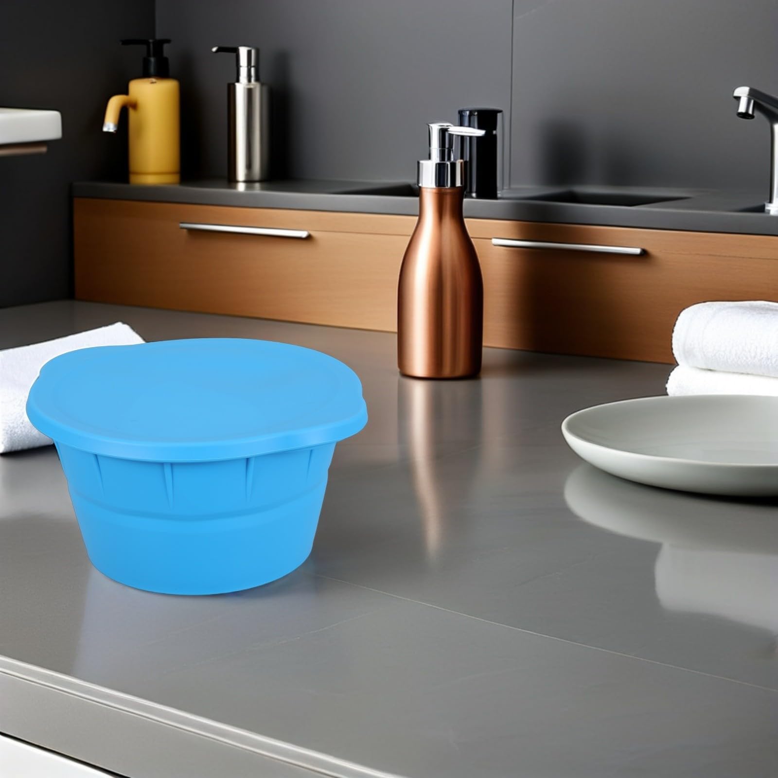 ibasenice Molde de Silicona para Hielo Redondo Plegable Capacidad de 3.6l y Diseño Ahorrador de Espacio para Baños de Hielo y Spa en Casa, Paquete de 2 Unidades
