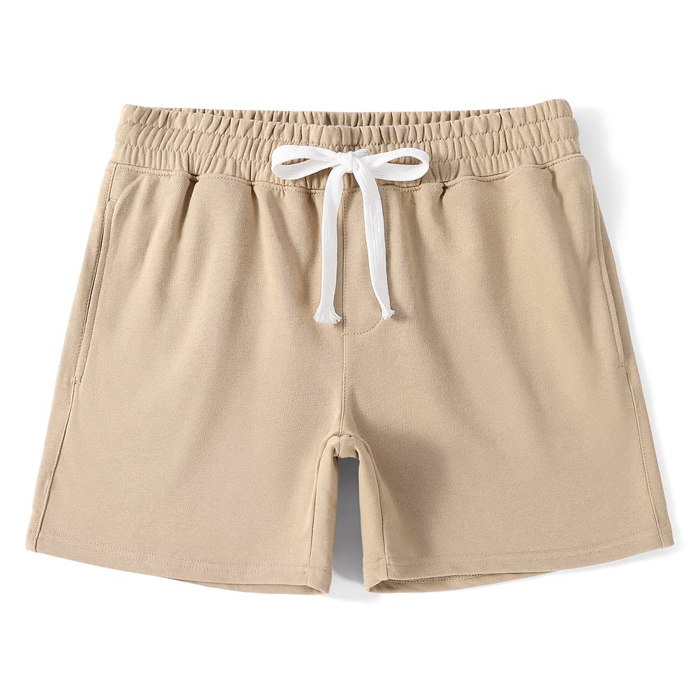 NIMENJOJA Mens 5.5" Athletic Gym Shorts Cotton Jogger Workout Lounge Jersey Zipper Pocket Sweat Shorts