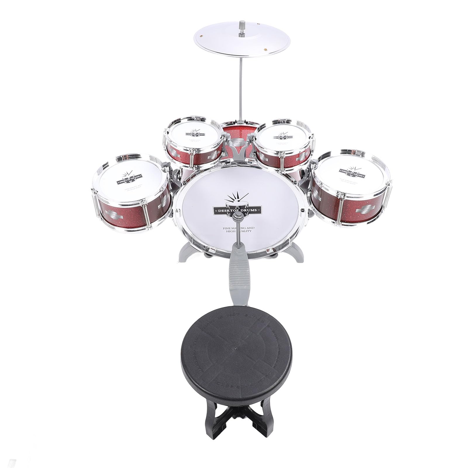 Generic Set di Batteria Jazz per Bambini, Strumento Musicale Stimolante, Giocattolo per Bambini, Materiale ABS per L'interazione di Piccoli e Genitori, 5 Tamburi per Interessi di Apprendimento
