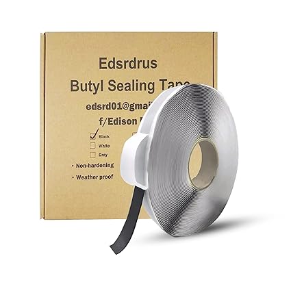 EDSRDRUS Professional Grade Double Side Butyl Tape, Black White Grey 3/4 & 1 Inch x 33 Feet RV Sealant Tape,1/8 Inch Extra Thick for Leak Proof RV Repair Window Door and EDPM Rubber Roof Patching