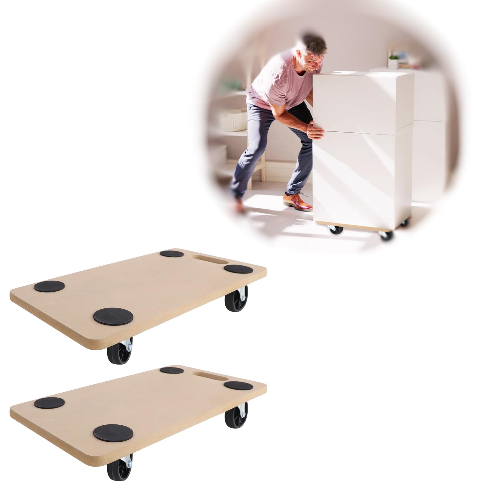 HENGMEI Rollbrett Transportroller 2 Stück, 200 kg Belastbarkeit pro Plattform mit 360° Rolle Kann an die Wand Gehängt Werden für Umzug Möbel Transport