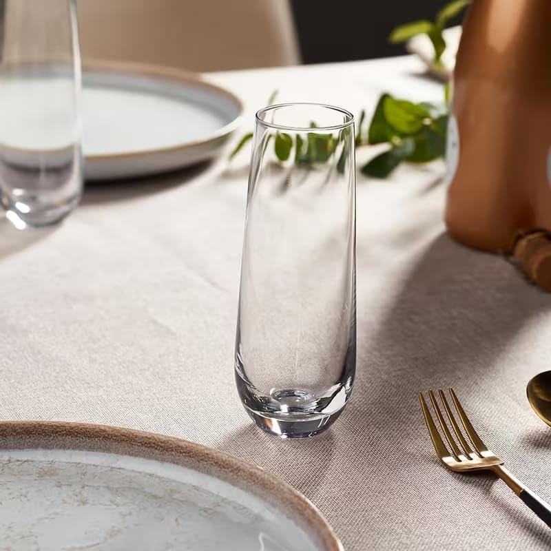 Image of PrimeWorld Stemless Champagne Glasses Set of 6 - 300ml | Crystal Flute Glass Cups for Champagne, Cocktails & Sparkling Wine | Elegant Drinkware for Parties, Weddings & All Occasions