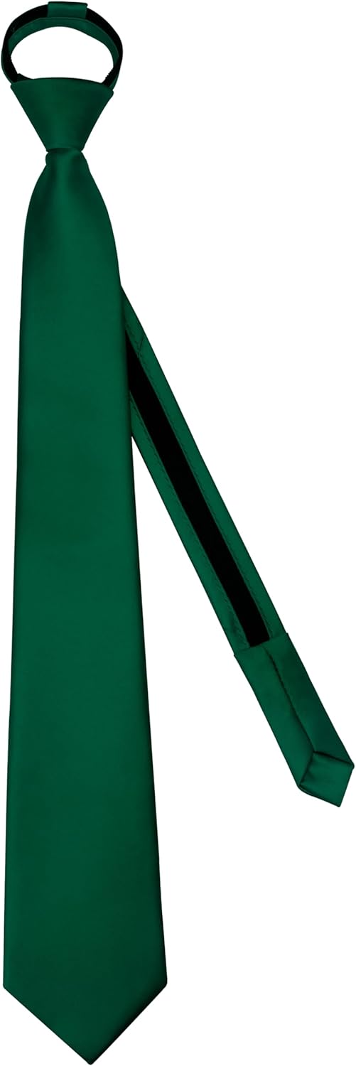 Branduce 3.15"(8cm) Mens Solid Satin Tie Pre-tied Adjustable Zipper Necktie for Business and Wedding - Image 2