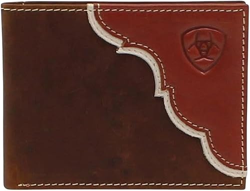 ARIAT Billetera plegable con logotipo escudo en relieve para hombre A3547908, marrón (Two Tone Brown), Billetera plegable