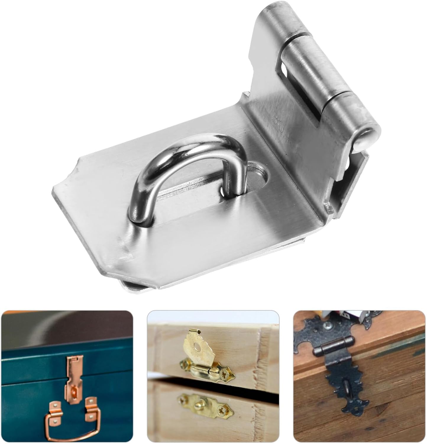 Padlock Latch,Lock for Bedroom Door,Shed Latch Door Lock Hasp Padlock Latch Outdoor Hasp Lock 3 Inch Latch Hardware(6.50X3.90X3.50CM), Silver