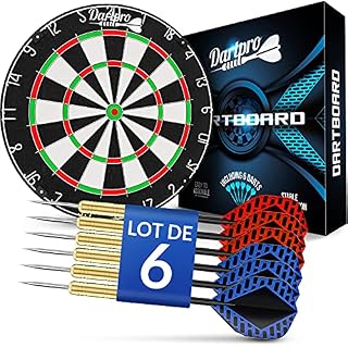 DartPro cible de fléchettes en sisal, 6 fléchettes acier incluses