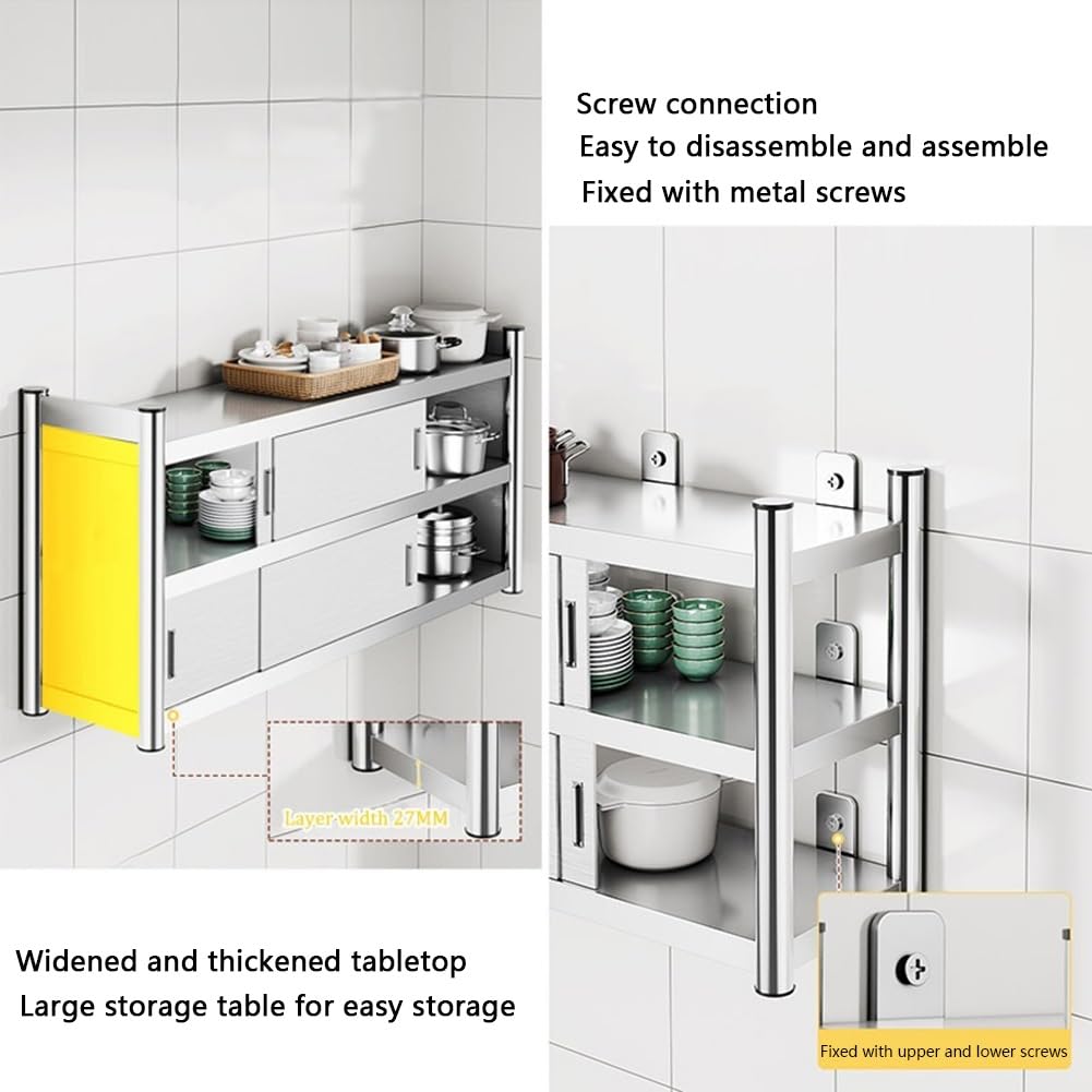Armadio da cucina in acciaio inox resistente, con porta scorrevole, per ristoranti e hotel, 70 x 30 x 40 cm, finitura grigia resistente, design salvaspazio