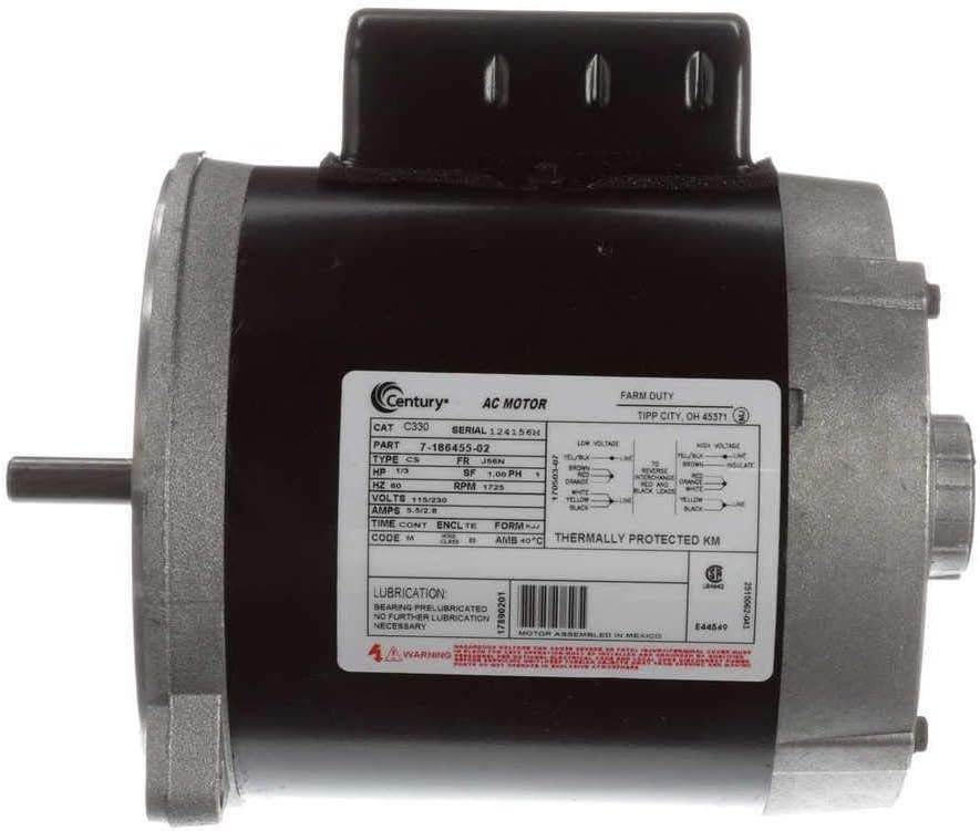 1/3hp 1800RPM 56N Frame TENV 115/230 Volts AO Smith/Century Electric Auger Drive Motor # C330