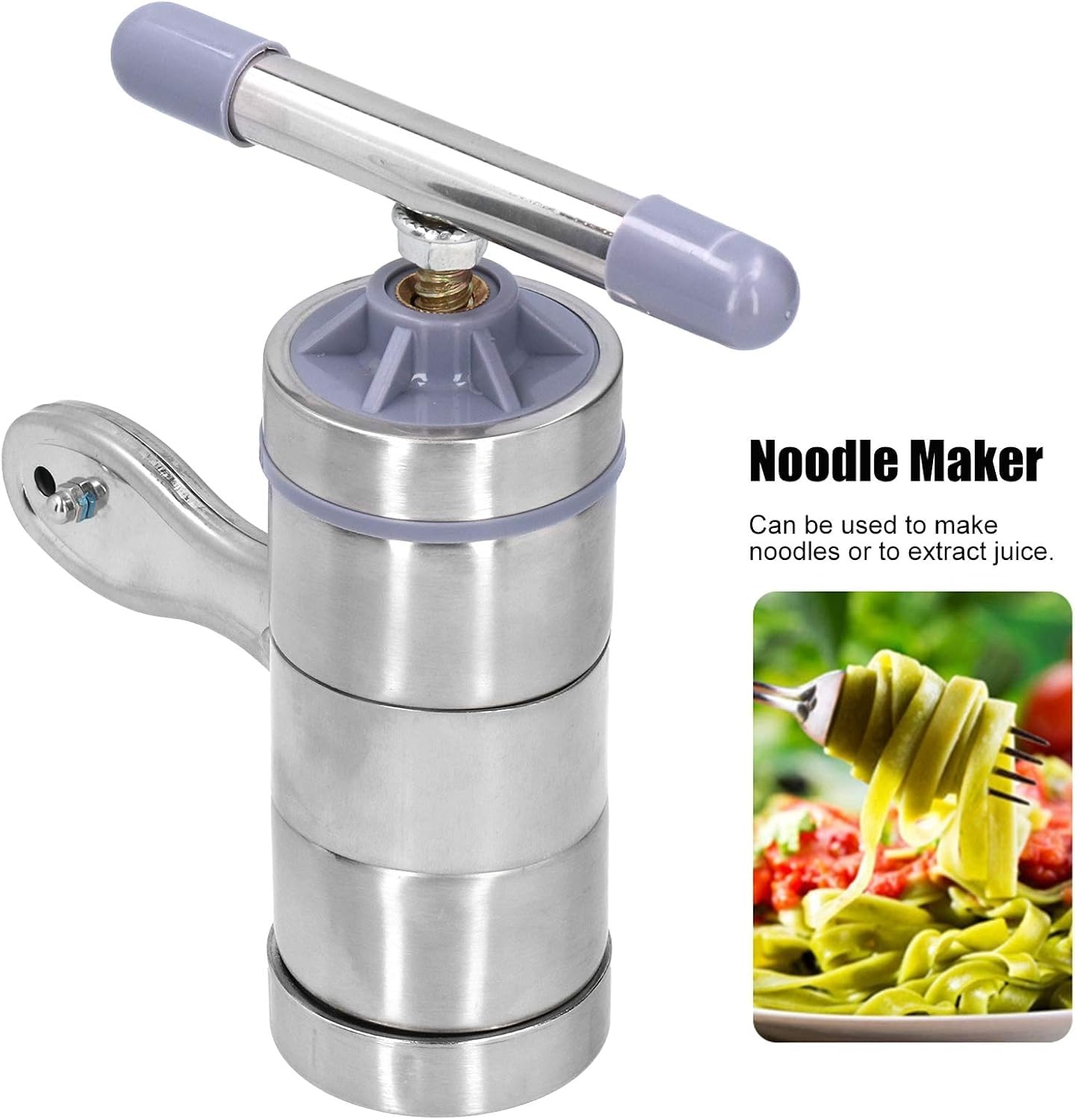 Máquina Manual para Hacer Pasta con 5 Cabezales Intercambiables para prensar la Masa y Preparar Fideos caseros, Espaguetis y Pasta Fresca.