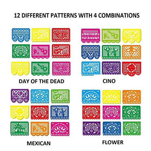 Ecoostar 5 Packs 85 Ft Mexican Party Banners, Large Plastic Papel Picado Banner, Mexican Themed Party Decorations For Cino De Mayo, Fiesta Party, Day Of The Dead, 85 Feet Long In Total #TOP1
