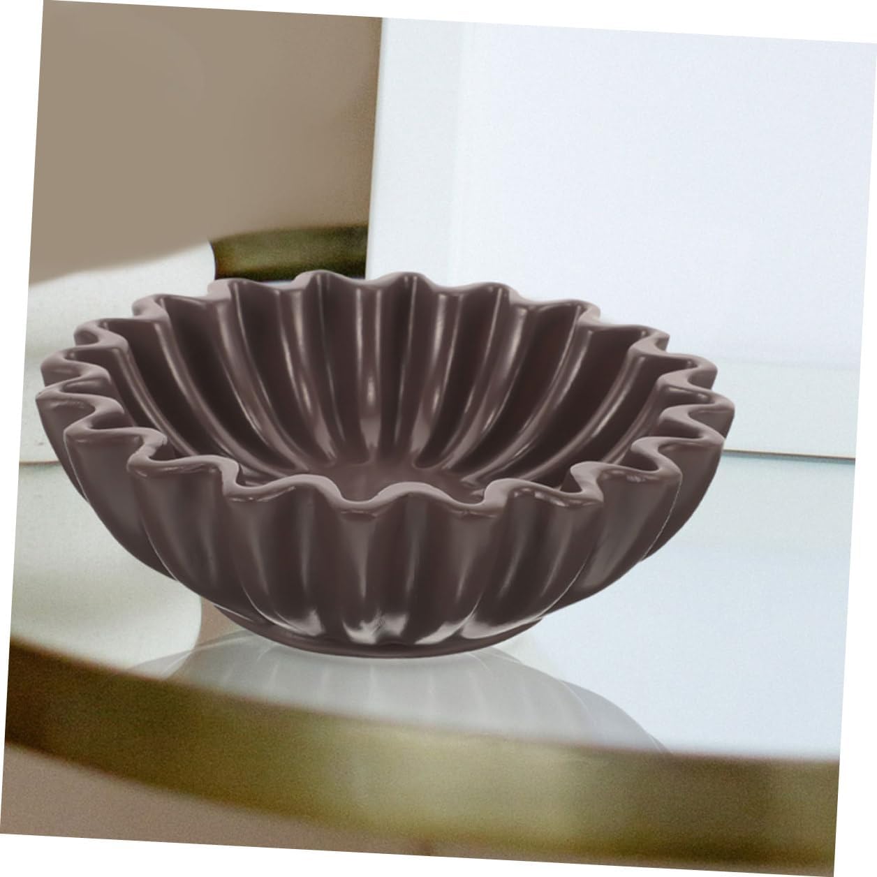 NUOBESTY Decorative Bowl with Scalloped Edge 10-inch Black Key Holder Jewelry Tray Multipurpose Storage for Living Room Coffee Table and Console Table Decor