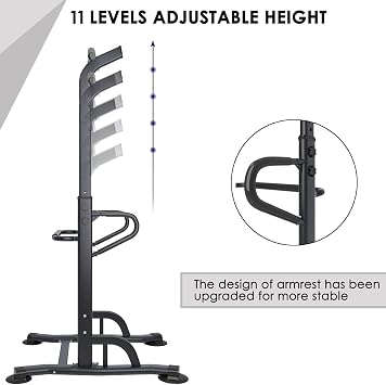 DlandHome Upgrade Multi-Function Power Tower Adjustable Height Pull Up and Dip Station Strength Training Fitness Workout Station, PSBB002-P