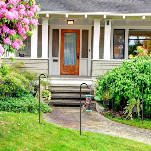 Image of 4 Pcs 35 Inch Shepherds Hook for Outdoor Adjustable Bird Feeder Pole Metal Steel Shepard Hooks for Hummingbird Stand Feeder Pole for Garden Plant, Lantern, Hanging Wedding Decor