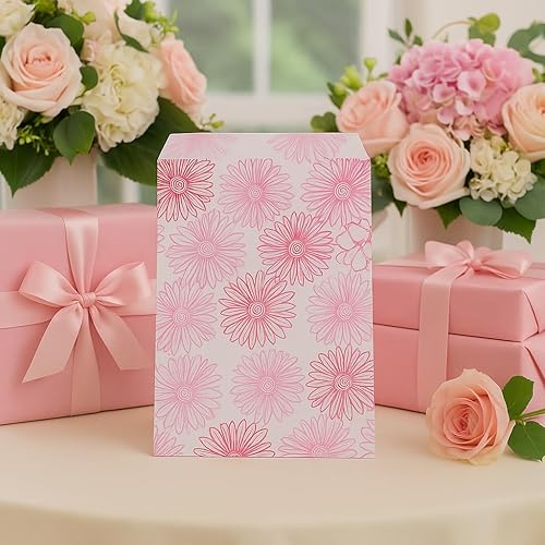 Miniatura 3 de 888 Display USA, Inc 200 bolsas de regalo de papel de flores de 5 "x 7", bolsas de mano de ventas de compras, color blanco con diseño de flores