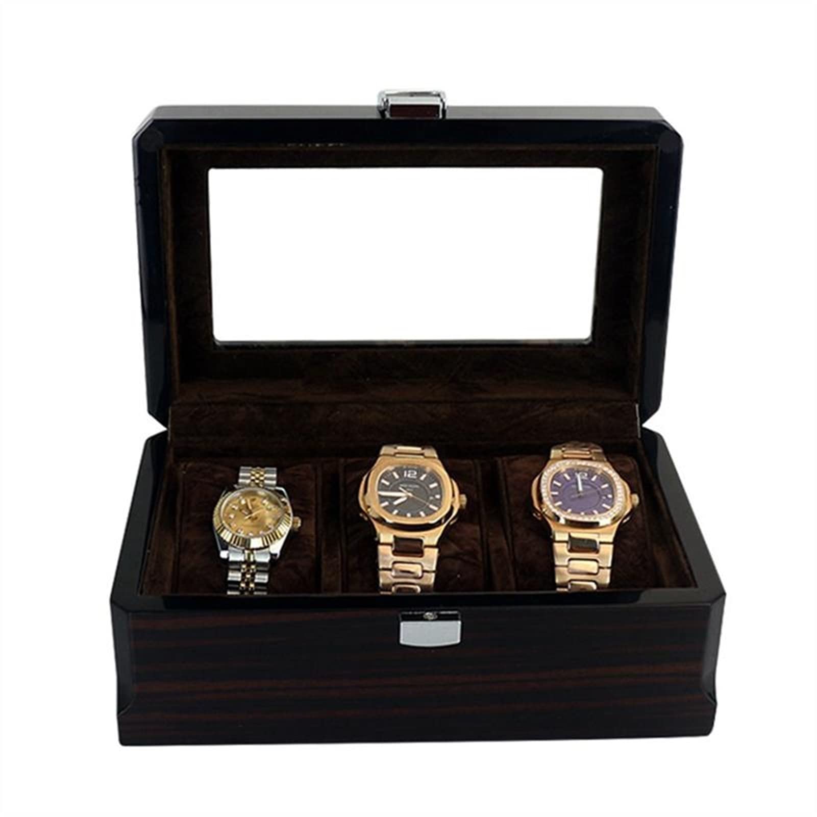 XBTGS Uhrenbox mit 3 Gehäusen, Holz-Uhrenbox, Aufbewahrungsbox, Uhrenständer, Armband, Schmuck, Uhren-Aufbewahrungsbox, Uhrenaufbewahrung, Organizer, Uhrenetuis für Herren