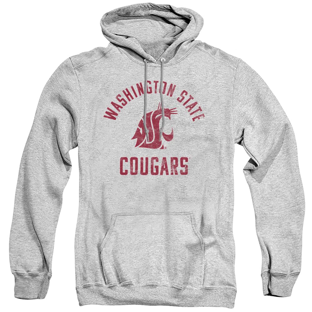 Washington State University Official One Color Logo Unisex Adult Pull-Over Hoodie,Athletic Heather, X-Large