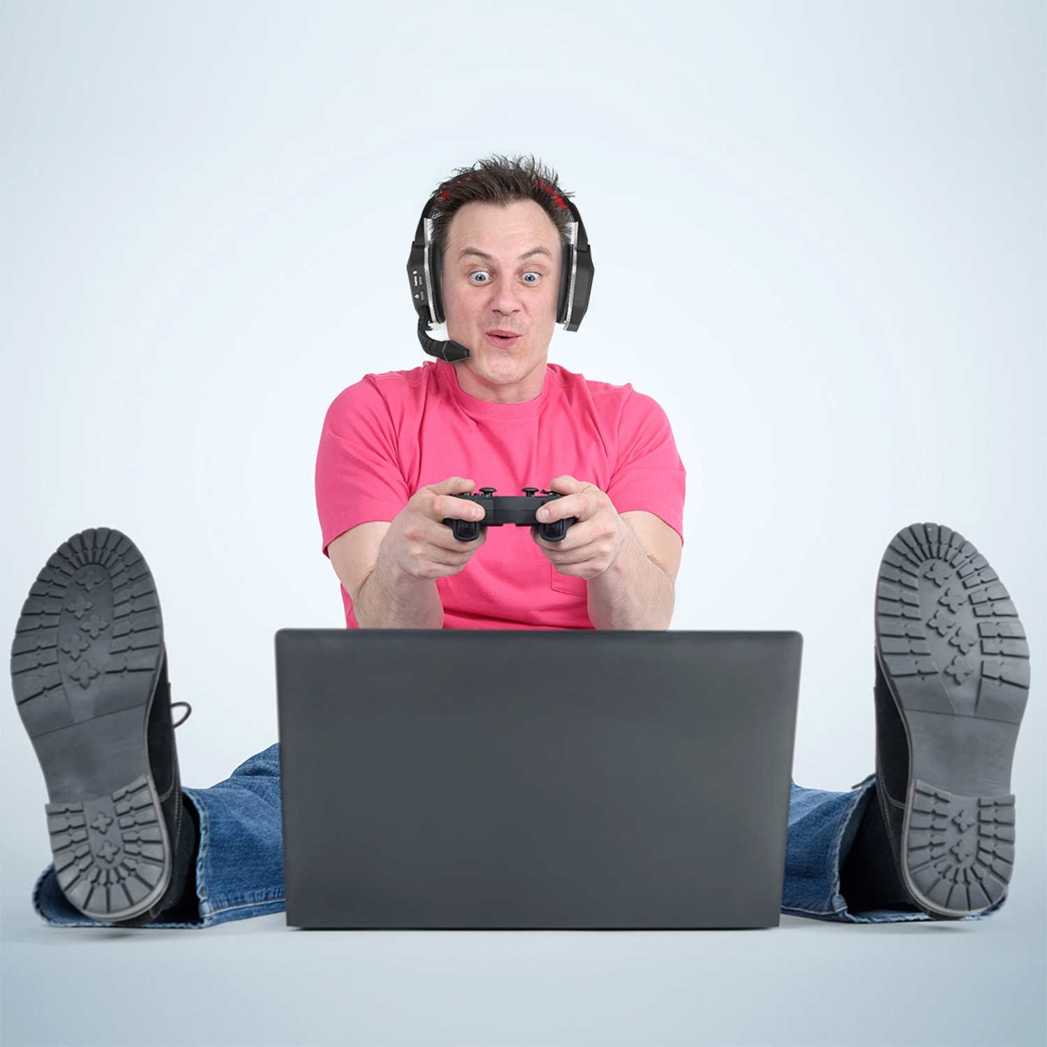 HUHD Wireless Stereo Gaming Headset 2,4 GHz Cuffie ottiche da gioco con 7.1 Surround Sound per PS4 Xbox One PS3 Xbox 360 PC MAC Laptop Tablet Skype microfono staccabile batteria ricaricabile