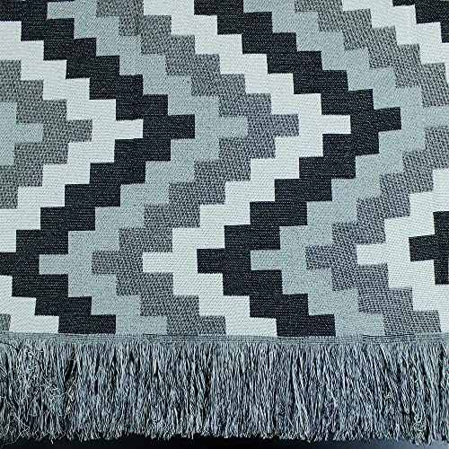 Manta Para Sofá Jacquard 1,40 x 2,10 Poltrona Decoração Moderna Preta